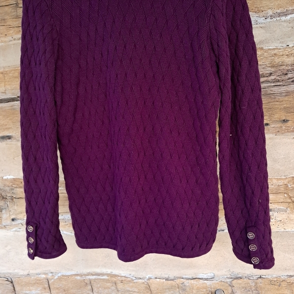 Appleseeds Petites Burgundy Basket Weave Cotton Cardigan Size SP - Picture 6 of 8